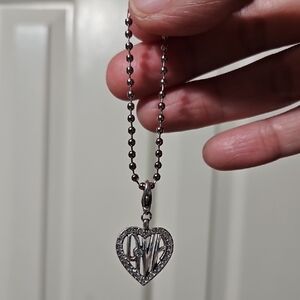 Silver Heart AVA Charm W/Ball Chain
